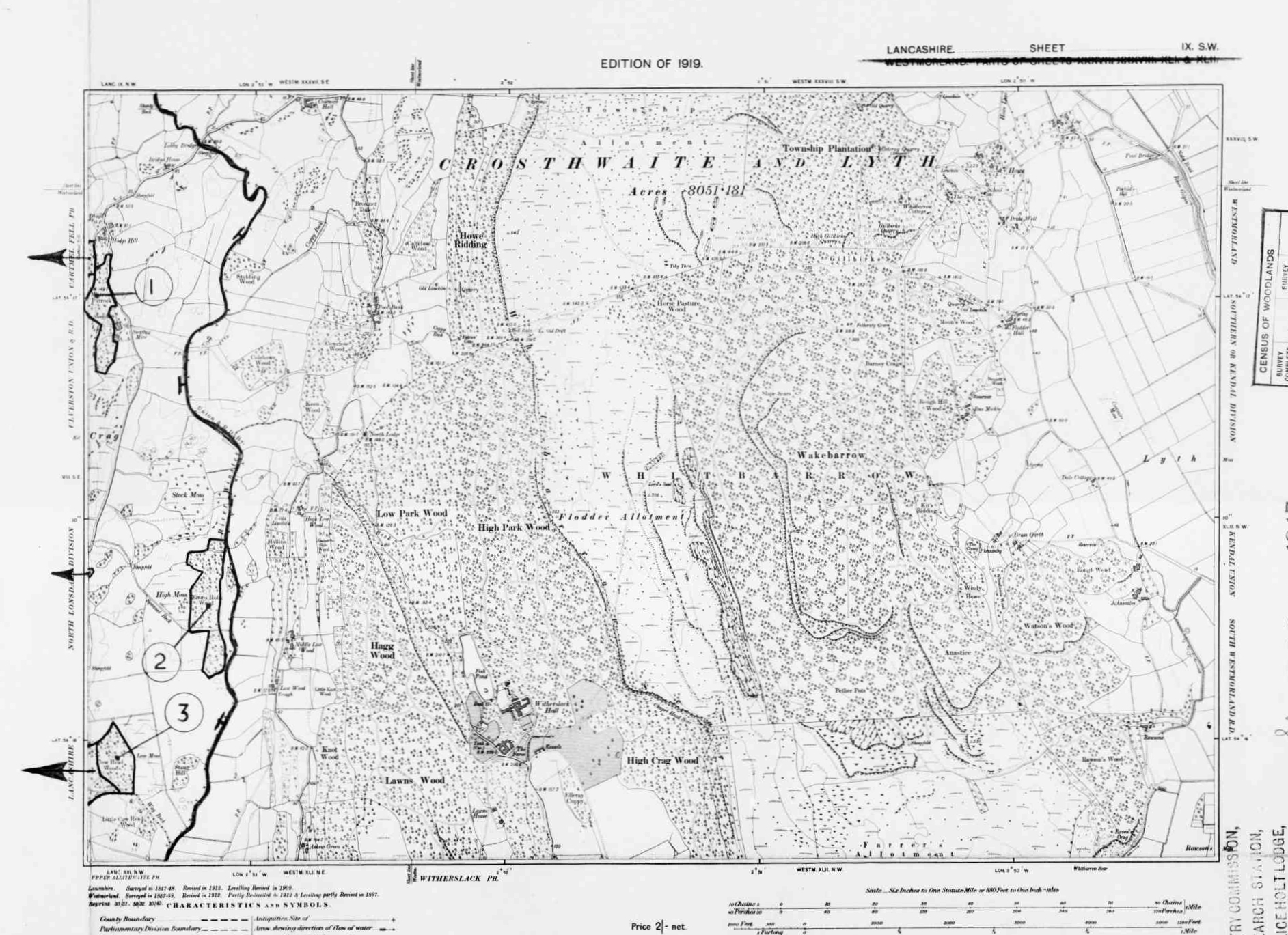 Detailed Old Map of lancashire Ordnance Survey (OS) Map Sheet 9 SW ...