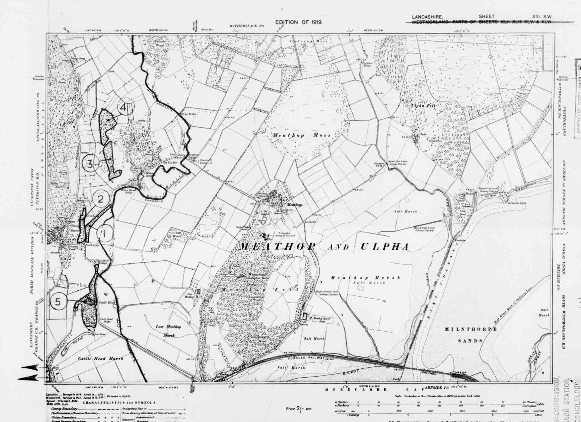 Detailed Old Map of lancashire Ordnance Survey (OS) Map Sheet 13 SW ...