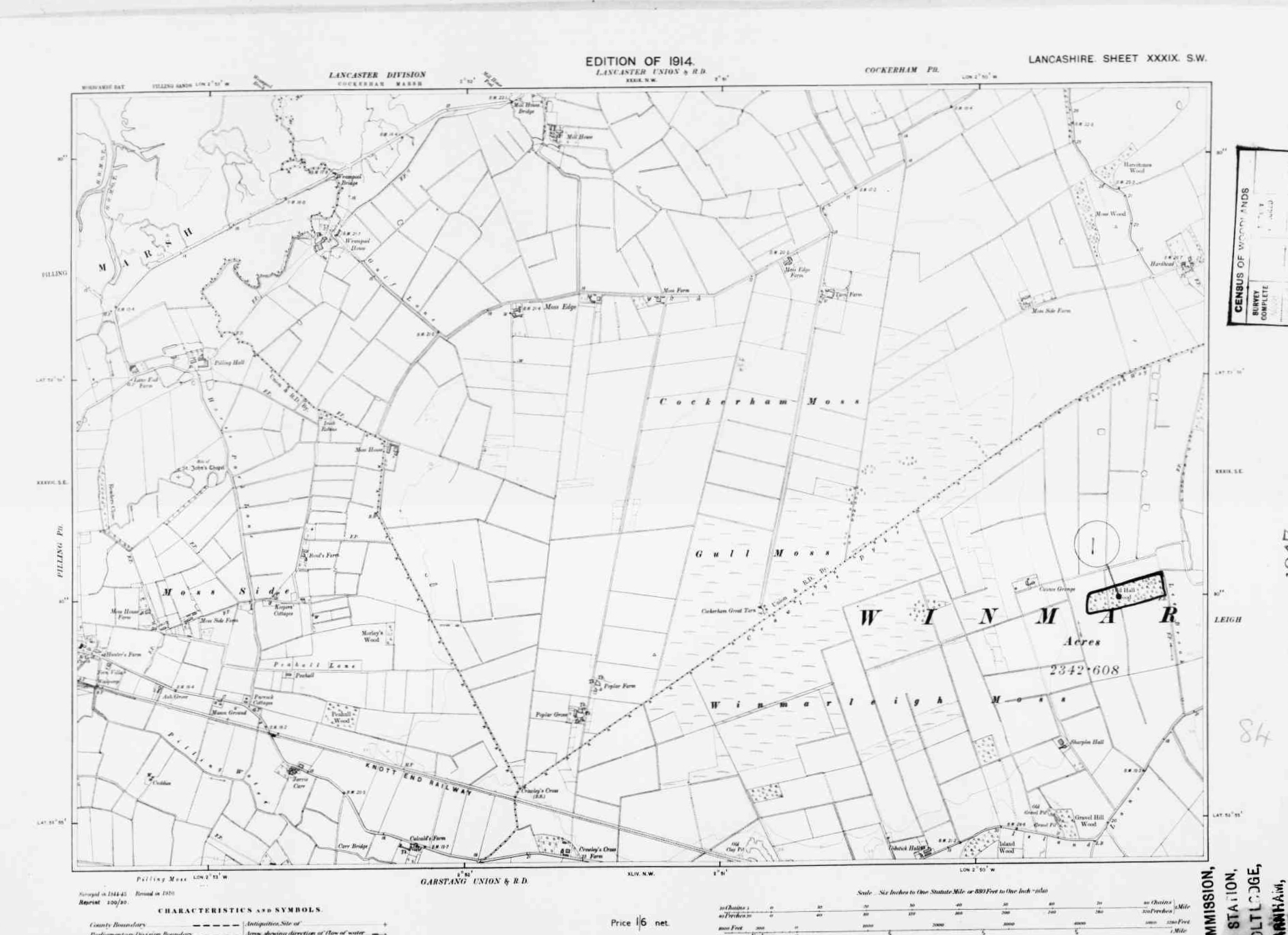 Detailed Old Map of lancashire Ordnance Survey (OS) Map Sheet 39 SW ...