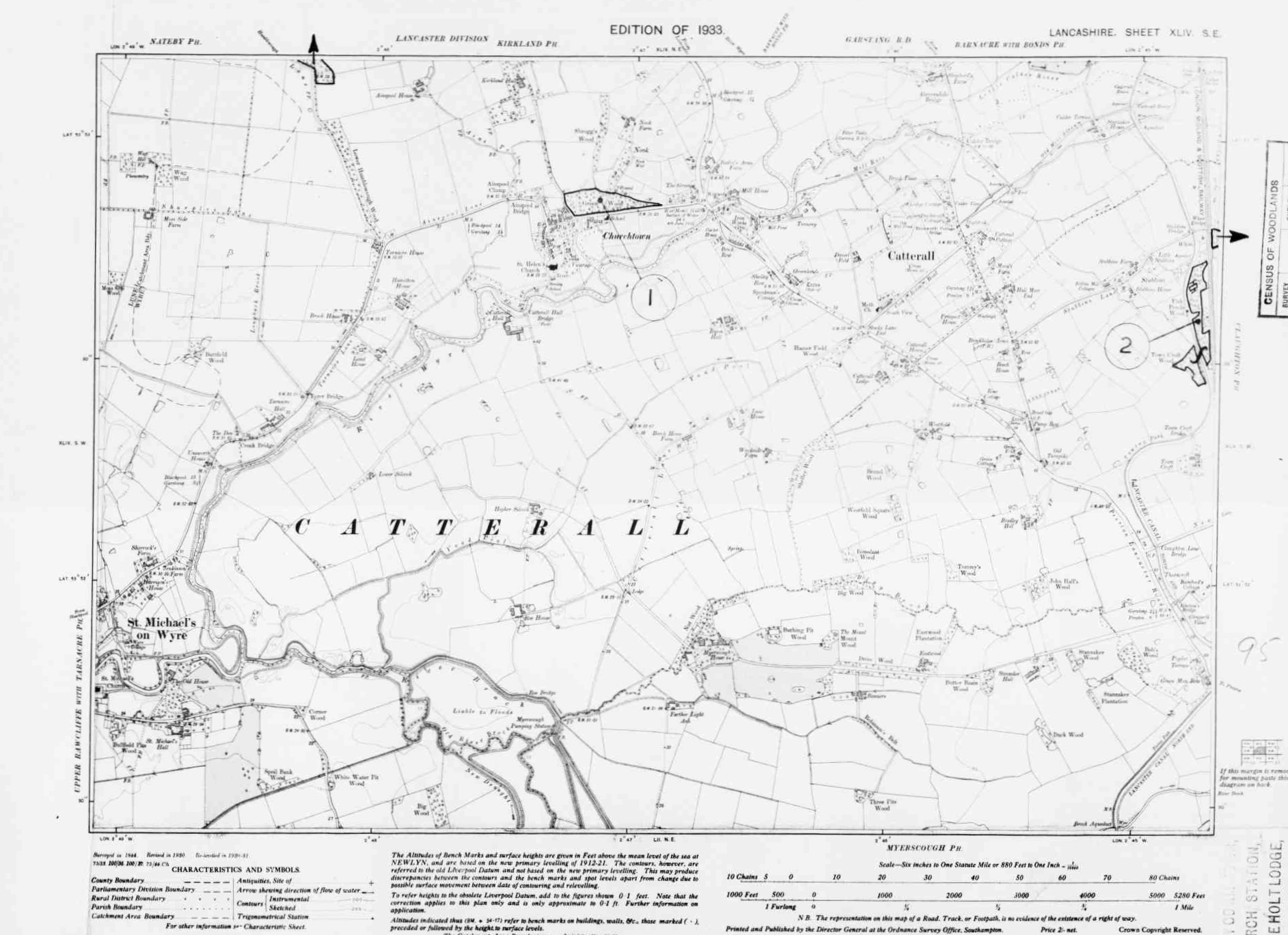 Detailed Old Map of lancashire Ordnance Survey (OS) Map Sheet 44 SE ...