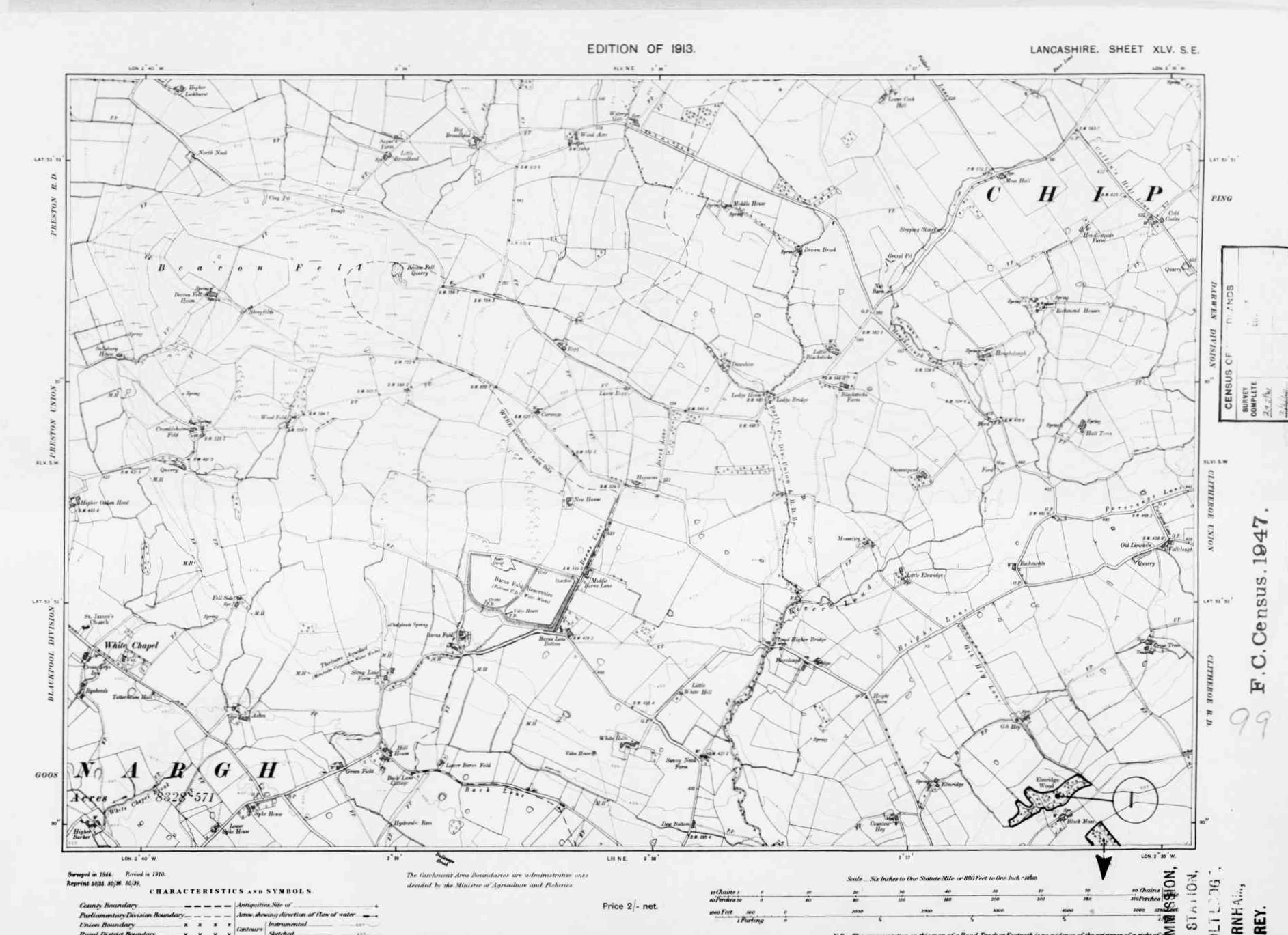 Detailed Old Map of lancashire Ordnance Survey (OS) Map Sheet 45 SE ...