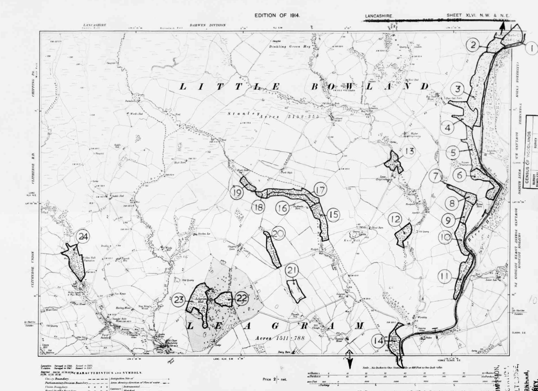 Detailed Old Map of lancashire Ordnance Survey (OS) Map Sheet 46 NW-NE ...
