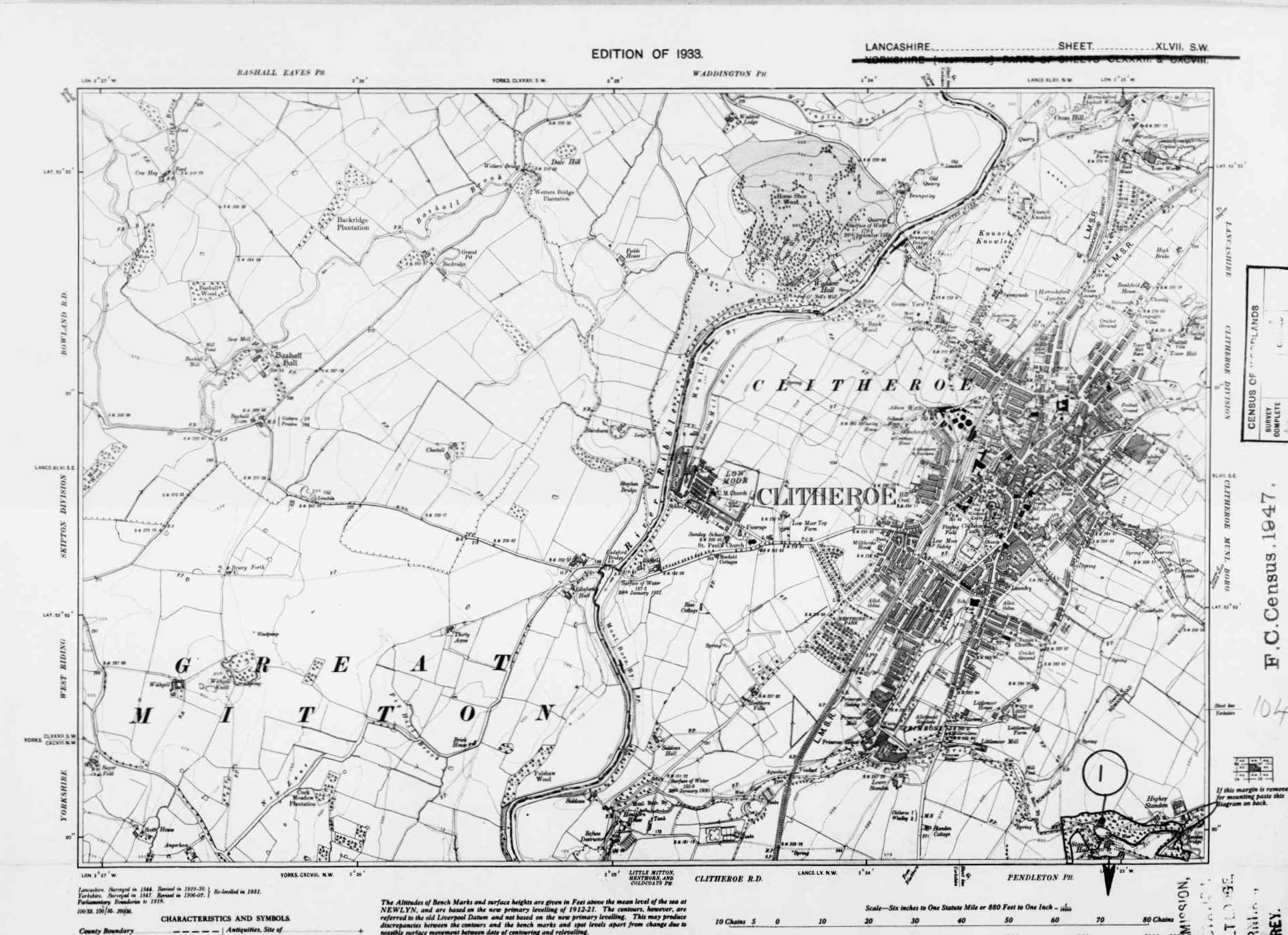 Detailed Old Map of lancashire Ordnance Survey (OS) Map Sheet 47 SW ...