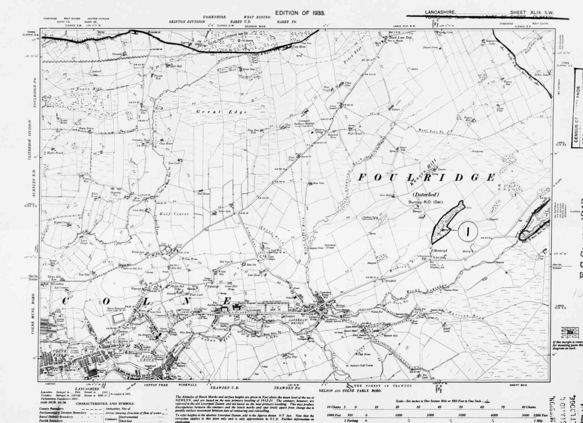 Detailed Old Map of lancashire Ordnance Survey (OS) Map Sheet 49 SW ...