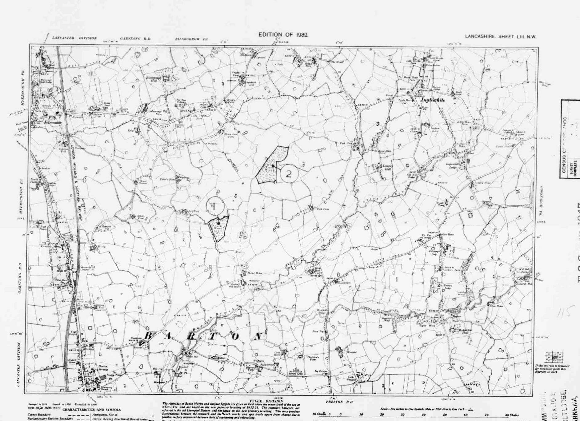 Detailed Old Map of lancashire Ordnance Survey (OS) Map Sheet 53 NW ...