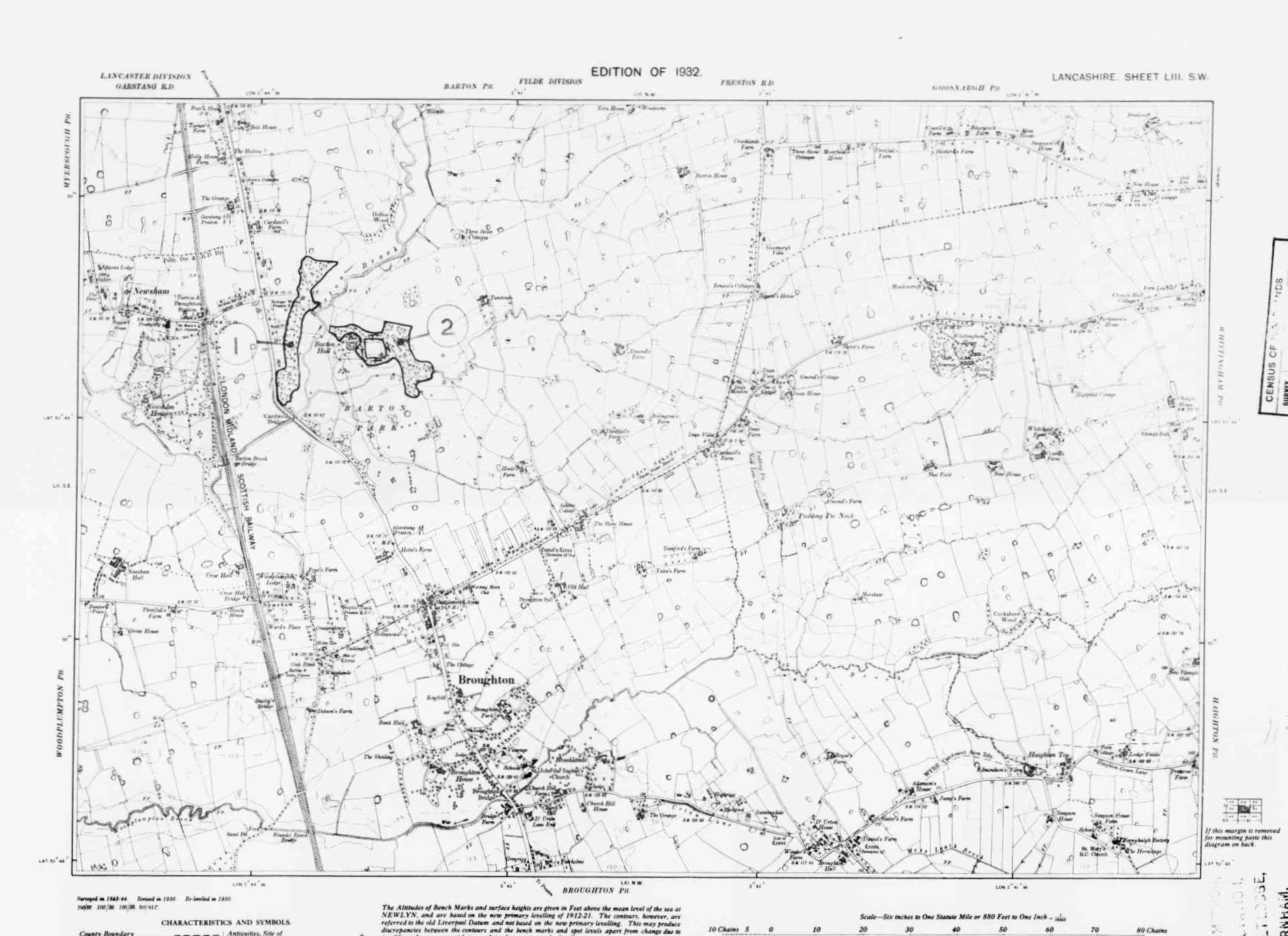 Detailed Old Map of lancashire Ordnance Survey (OS) Map Sheet 53 SW ...