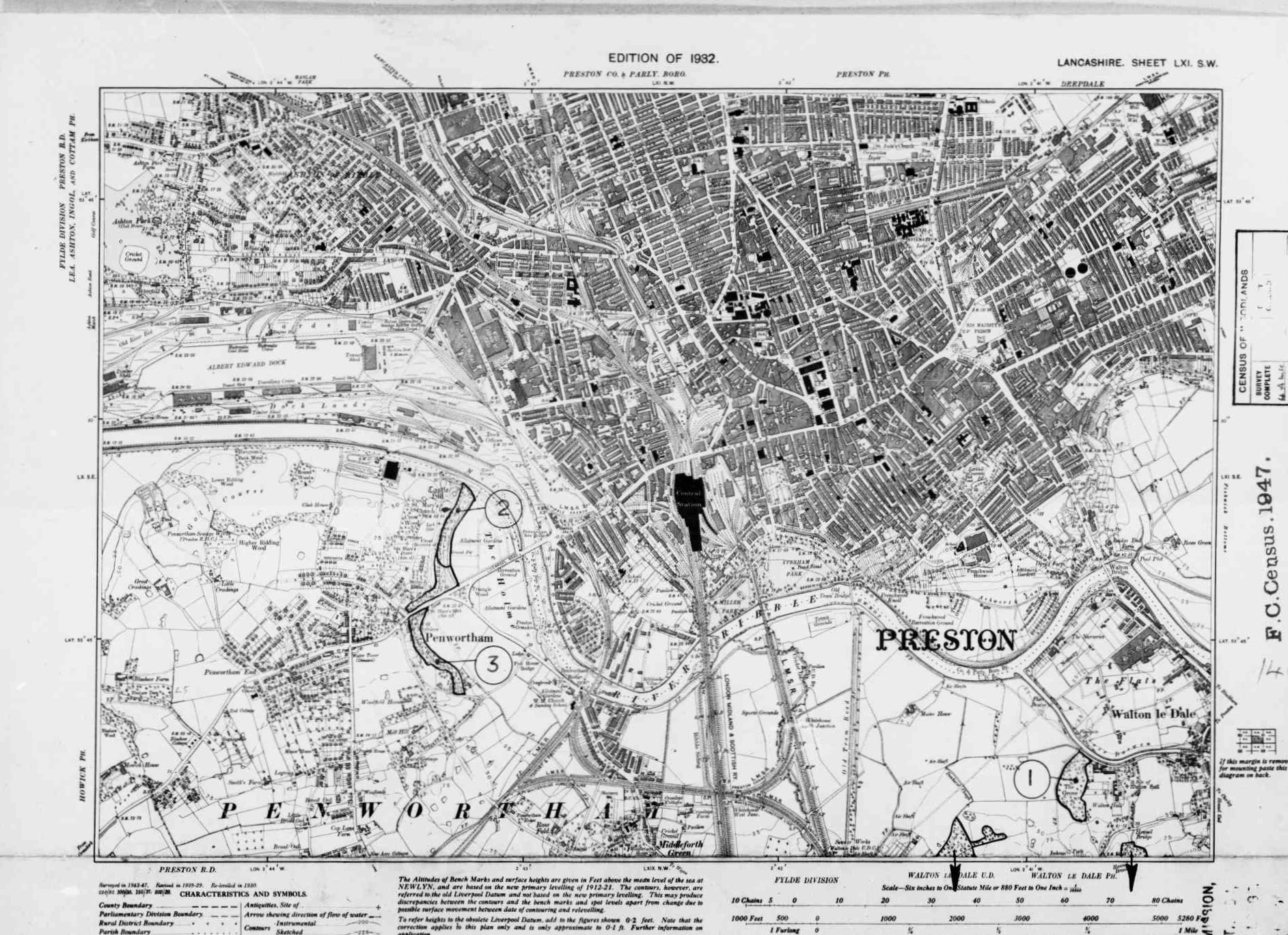 Detailed Old Map of lancashire Ordnance Survey (OS) Map Sheet 61 SW ...