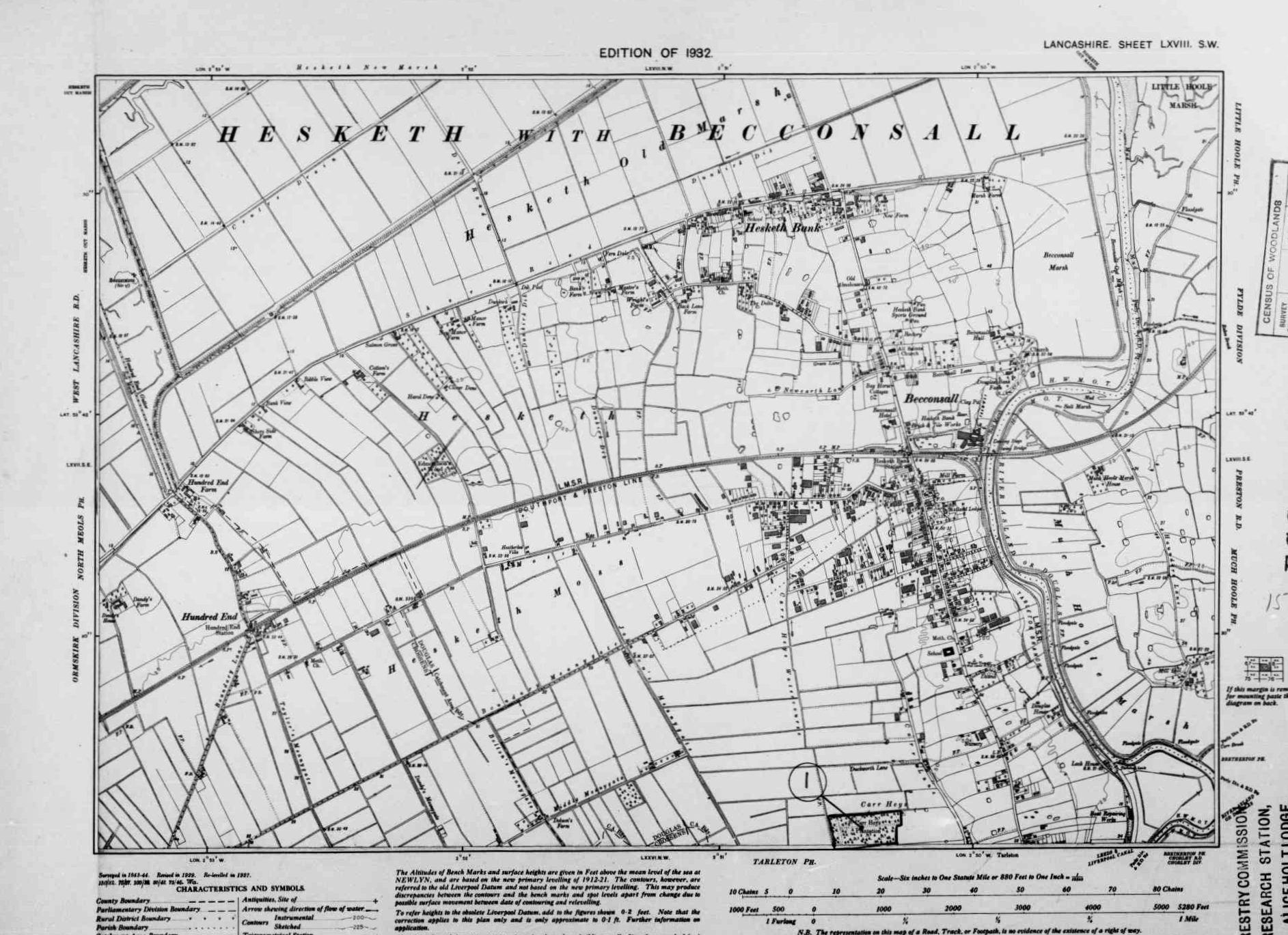 Detailed Old Map of lancashire Ordnance Survey (OS) Map Sheet 68 SW ...