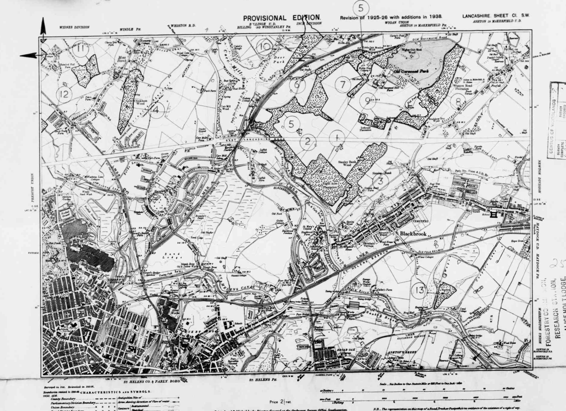 Detailed Old Map of lancashire Ordnance Survey (OS) Map Sheet 101 SW ...