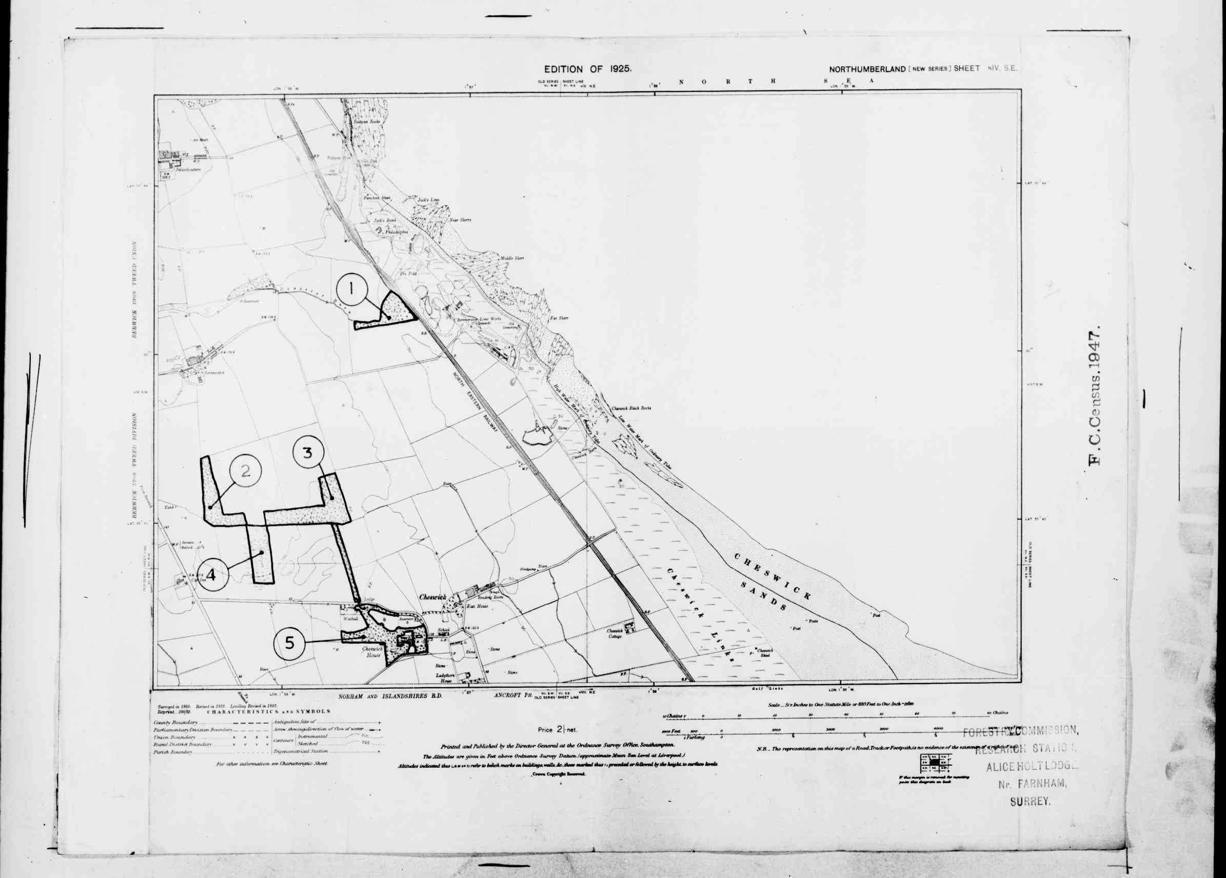 Detailed Old Map of northumberland Ordnance Survey (OS) Map Sheet 4 SE ...