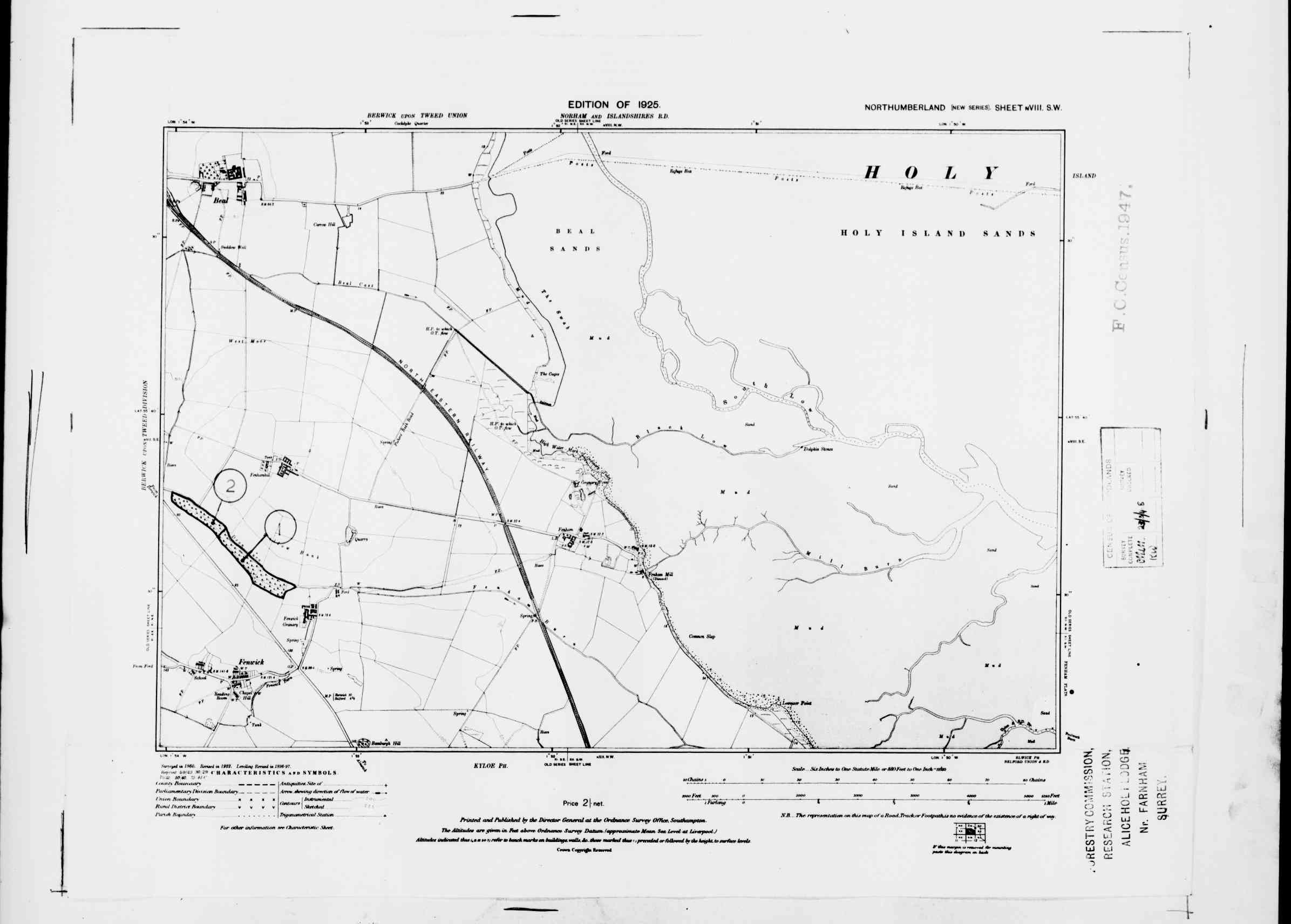 Detailed Old Map of northumberland Ordnance Survey (OS) Map Sheet 8 SW ...
