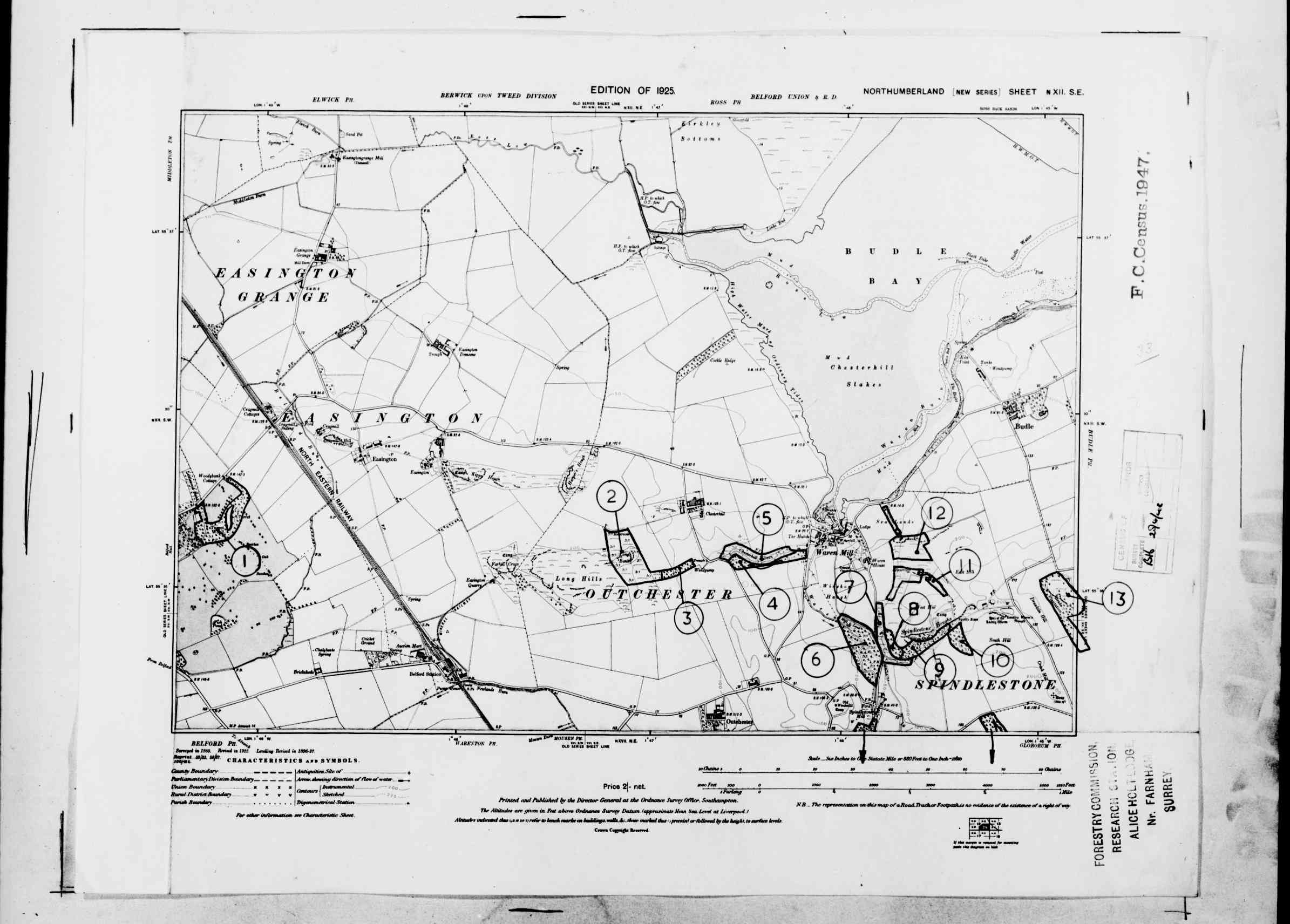 Detailed Old Map of northumberland Ordnance Survey (OS) Map Sheet 12 SE ...