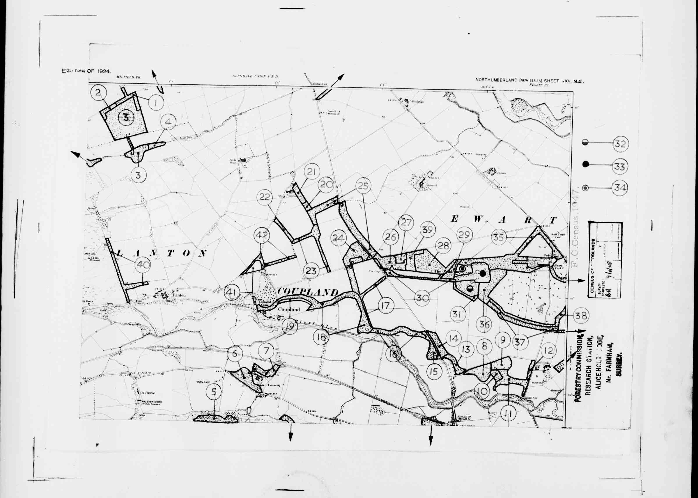 Detailed Old Map of northumberland Ordnance Survey (OS) Map Sheet 15 NE ...