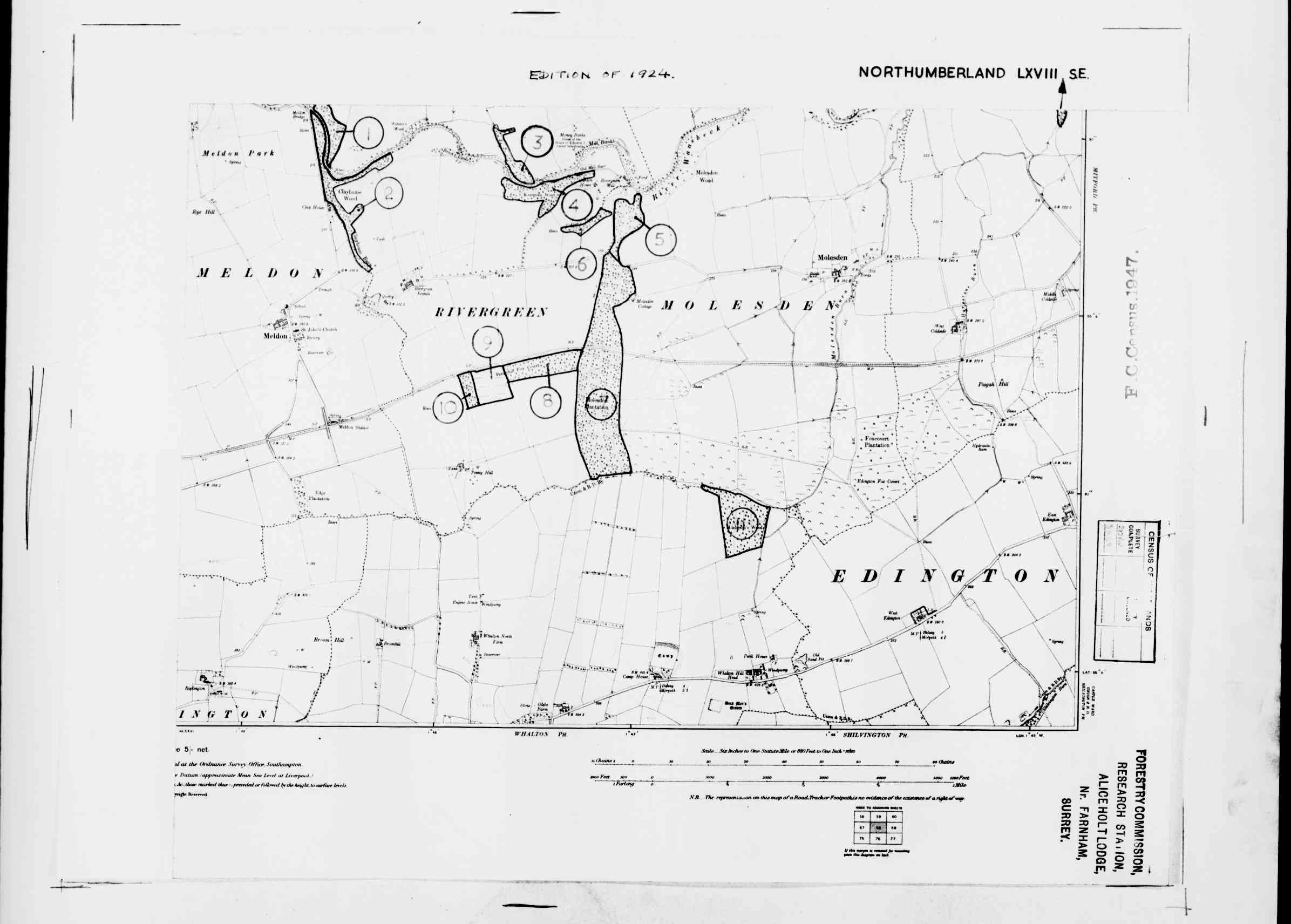 Detailed Old Map of northumberland Ordnance Survey (OS) Map Sheet 68 SE ...