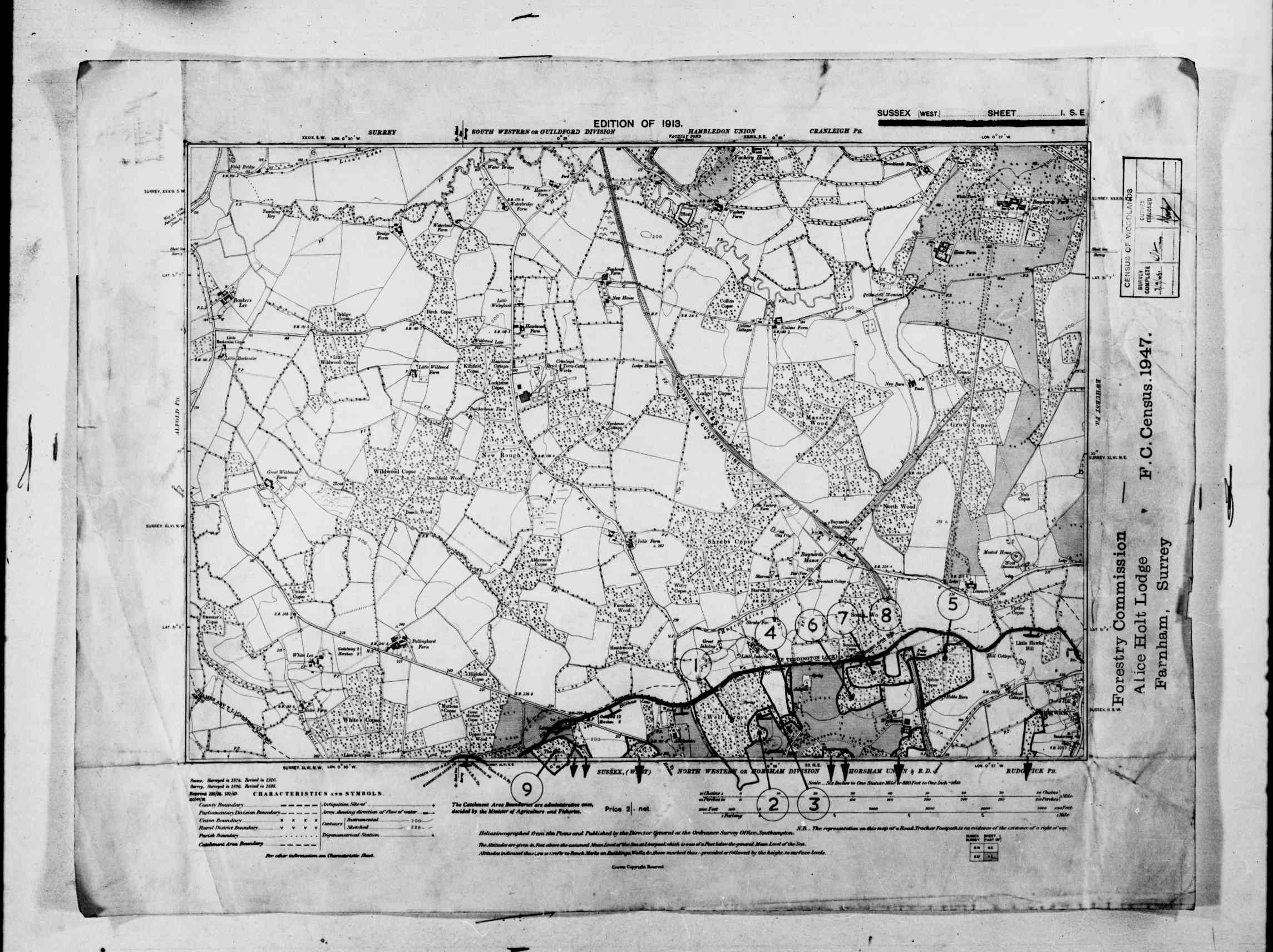 Detailed Old Map of sussex Ordnance Survey (OS) Map Sheet 1 SE (Sheet I SE) 6 inch to a mile